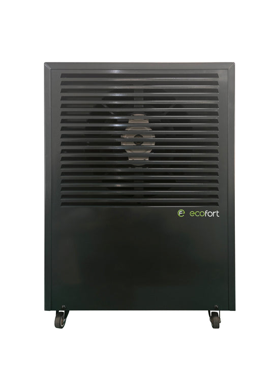ecodry CaveMaster in Granitgrau, mobiler Luftentfeuchter mit 6 l Behältervolumen und 215 m³/h Luftumwälzung.