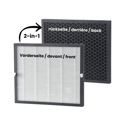 ecoQ 2in1 HEPA/Aktivkohlefilter für Trockner 20L/25L Complete - 2 Stück mit kombinierter Filtertechnik.