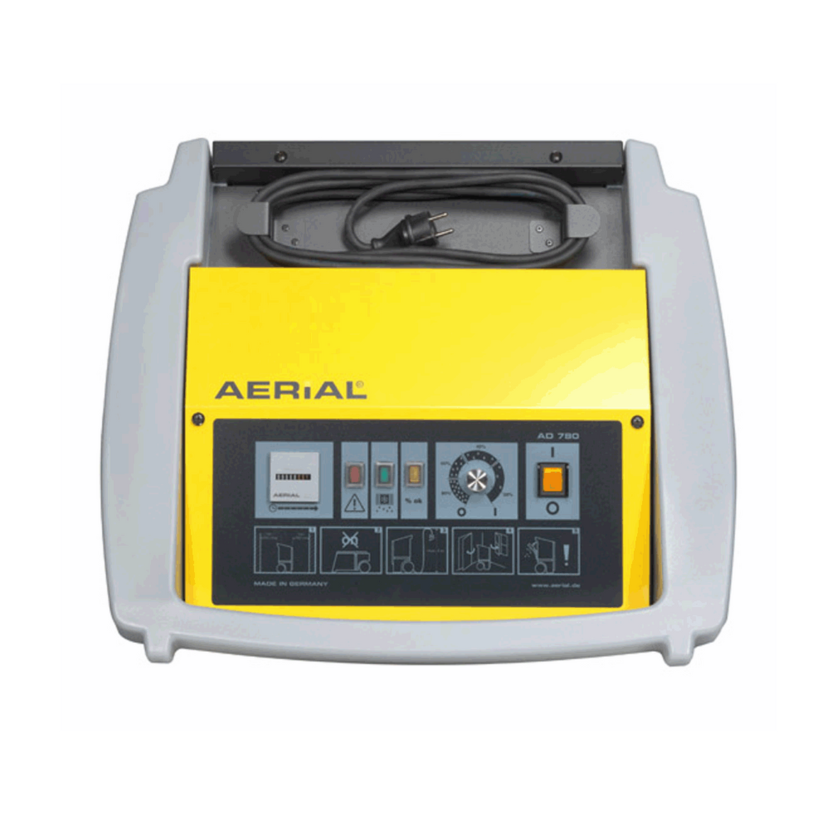 Aerial AD 780-P Luftentfeuchter mit integrierter Pumpe und Hygrostat für einfache Bedienung.
