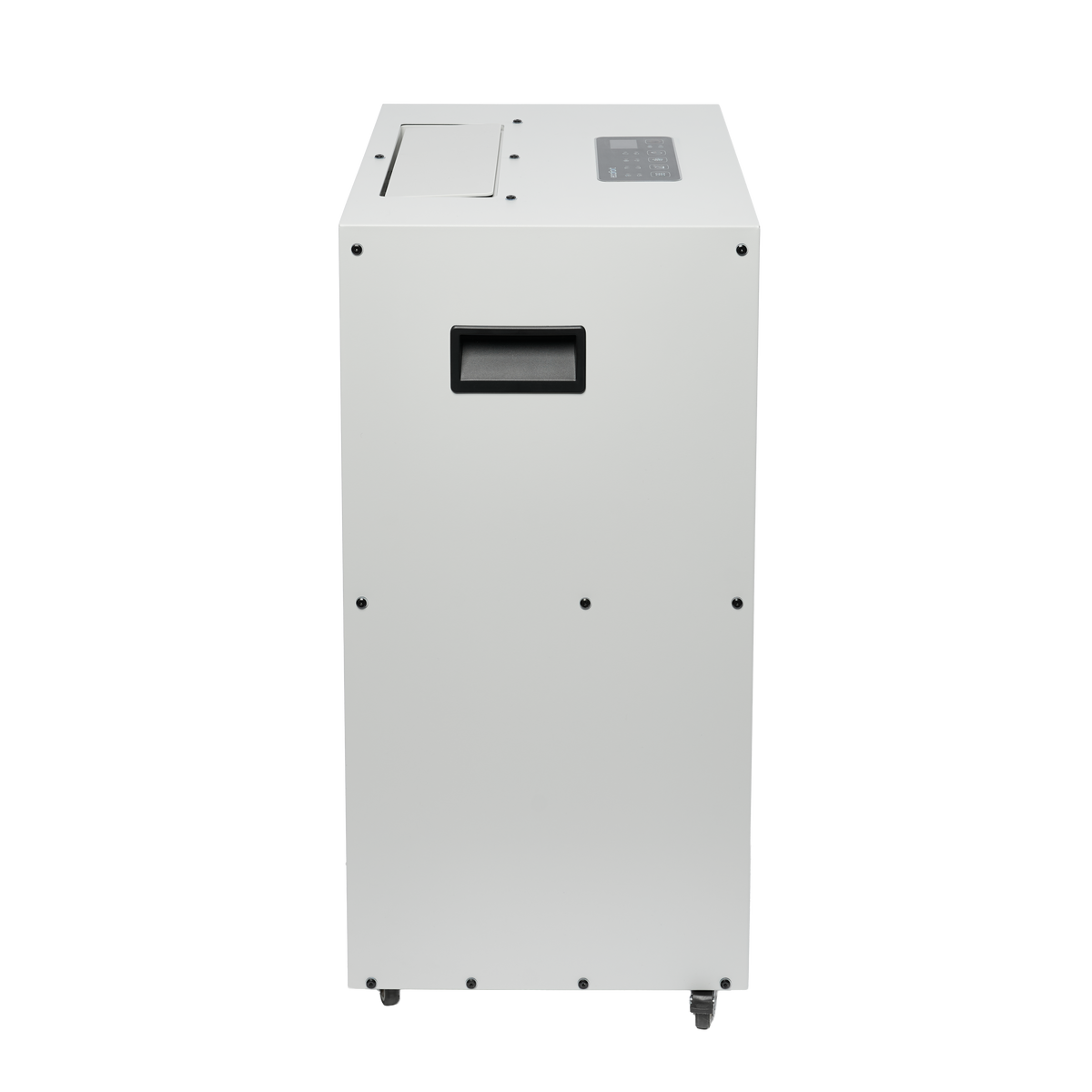 ecodry Neptun XP light grey / black Seitenansicht mit Griff und mobilem Gehäuse
