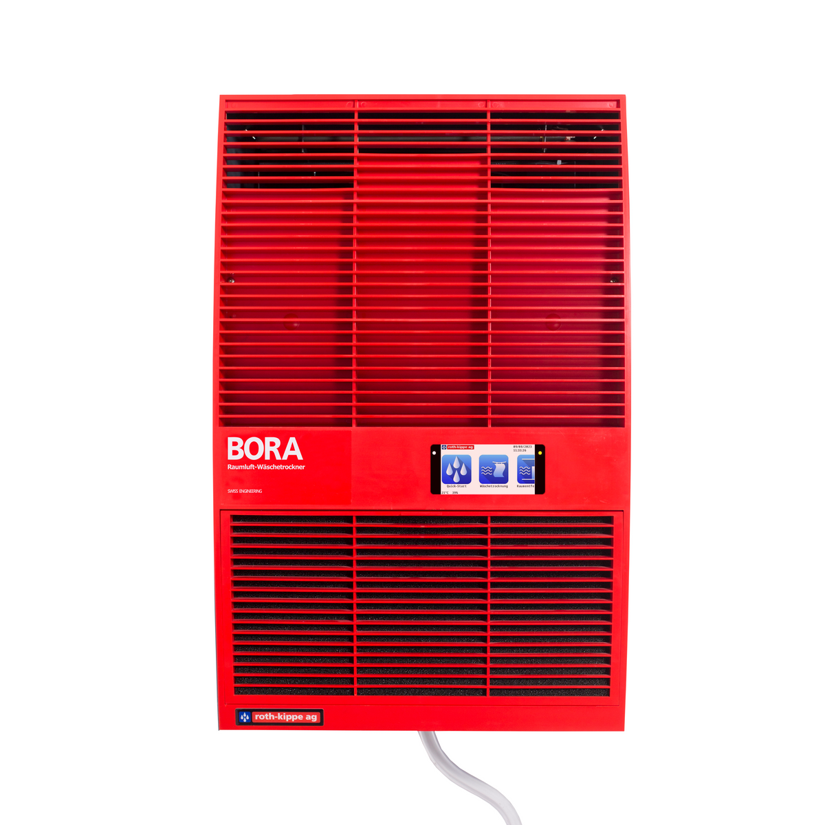 Bora 408 Wand-Wäschetrockner von Roth-Kippe mit Wärmepumpentechnologie und intuitiver Touchscreen-Bedienung.