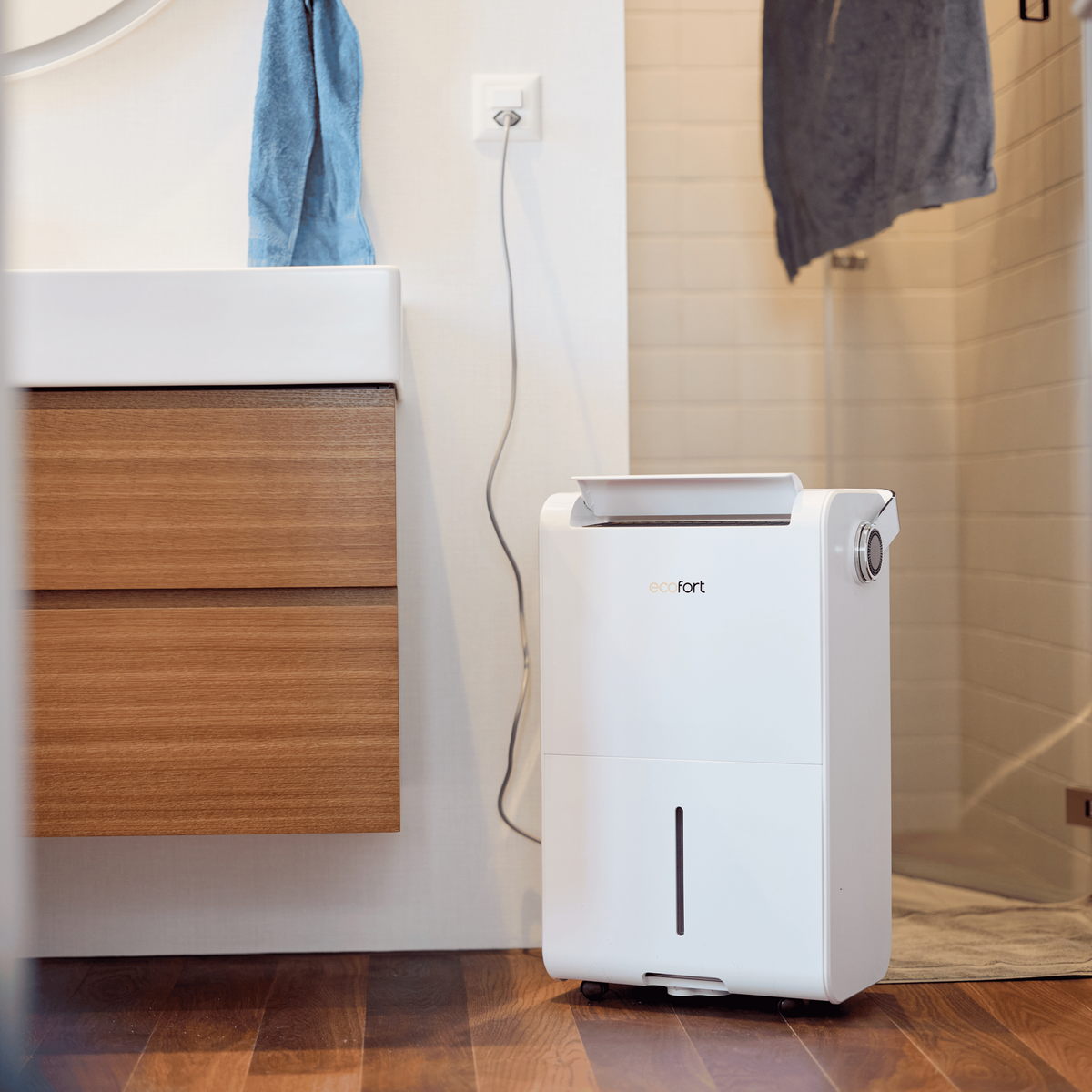 ecoQ DryAir 35L Luftentfeuchter, energieeffizient mit Hygrostat und automatischem Betrieb, geeignet für Räume bis 85 m².
