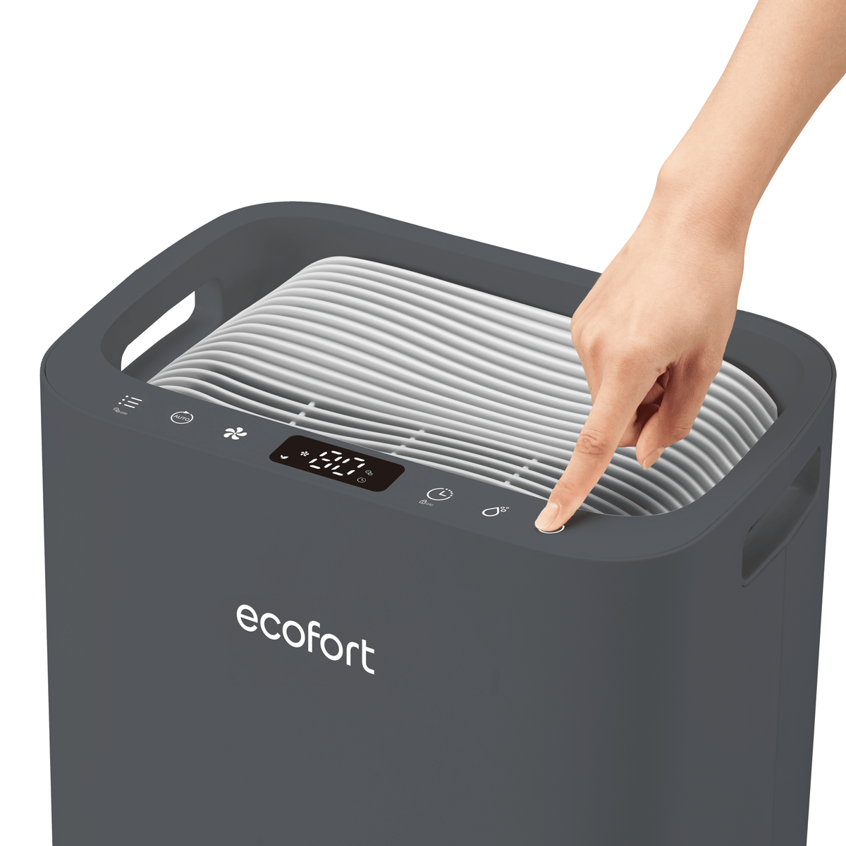 ecoQ DryAir 20L Energy Saver – Cool Gray, modernes Design, energiesparend und leise, ausgezeichneter TCS Testsieger, 50 m²