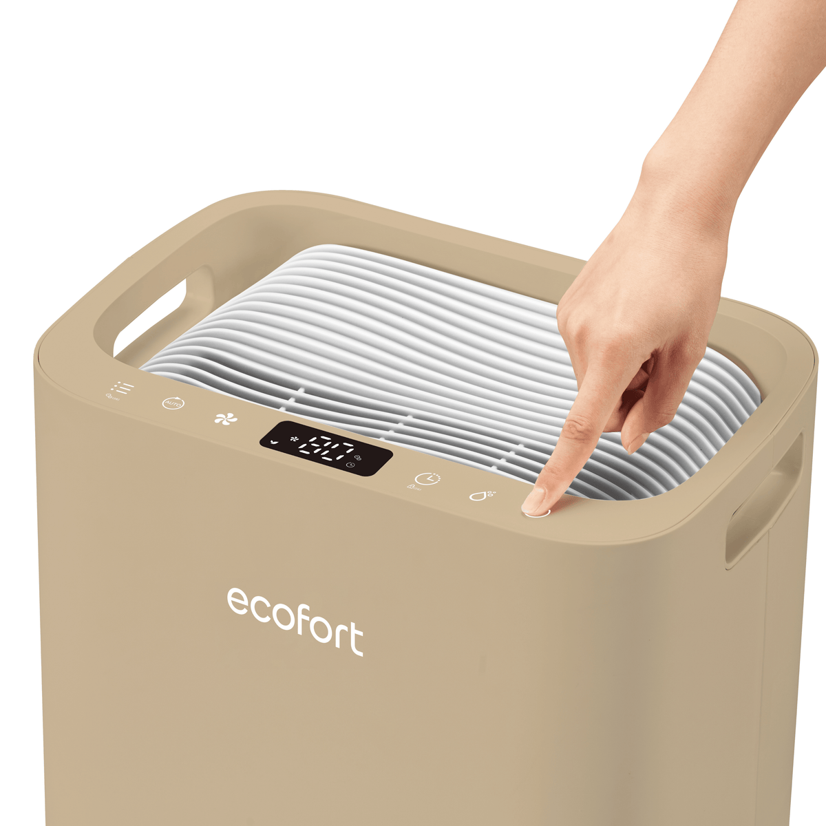 ecoQ DryAir 20L Energy Saver – Warm Sand, kraftvoller und leiser Raumentfeuchter mit geringem Stromverbrauch, TCS Testsieger