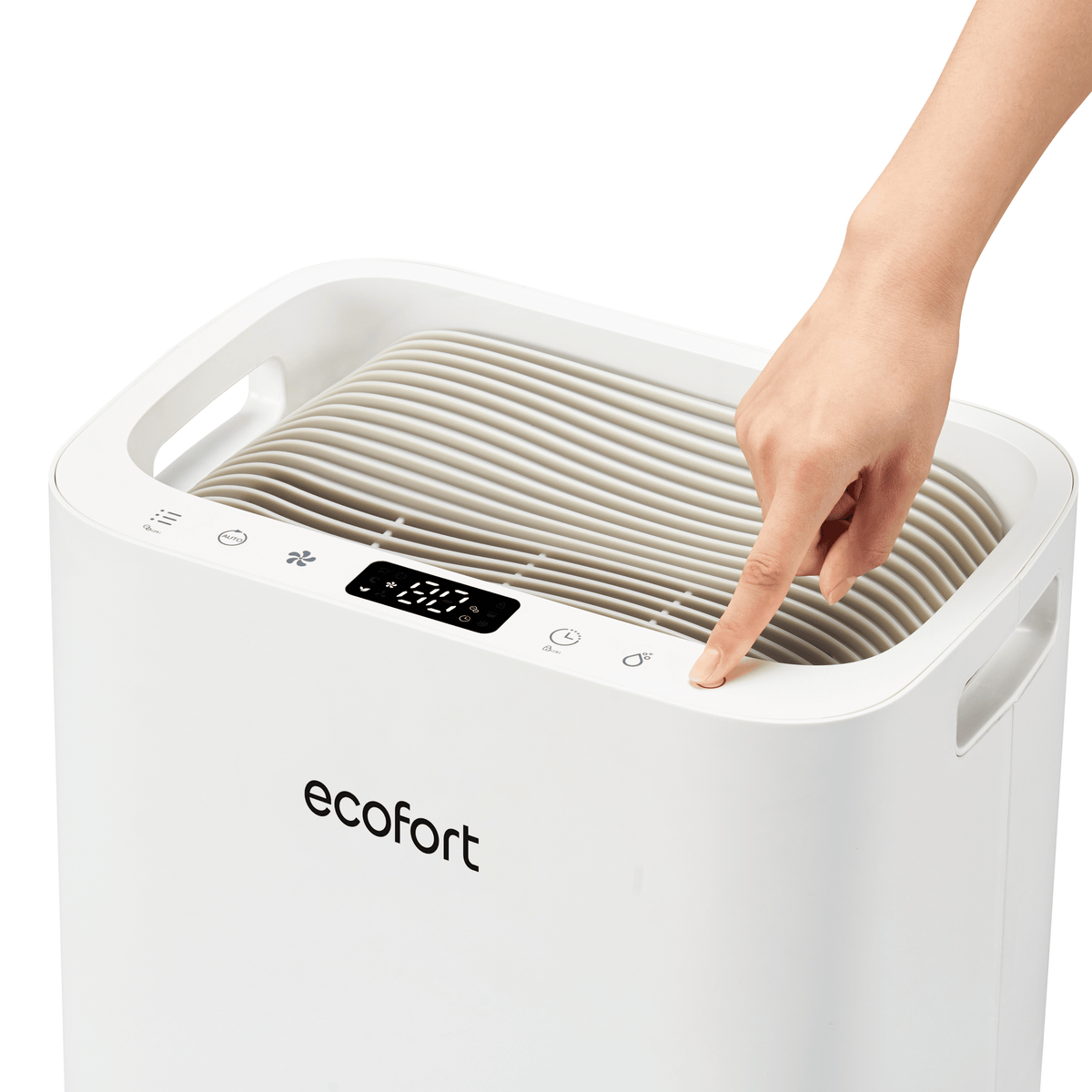 ecoQ DryAir 20L Energy Saver – Raumentfeuchter Classic White, hohe Entfeuchtungskraft, energiesparend, extra leise, TCS Testsieger bis 50 m²