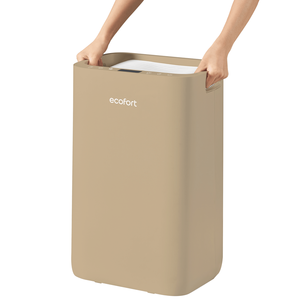 ecoQ DryAir 20L Energy Saver – Warm Sand, energieeffizienter Testsieger TCS, idealer Luftentfeuchter bis 50 m², extra leise