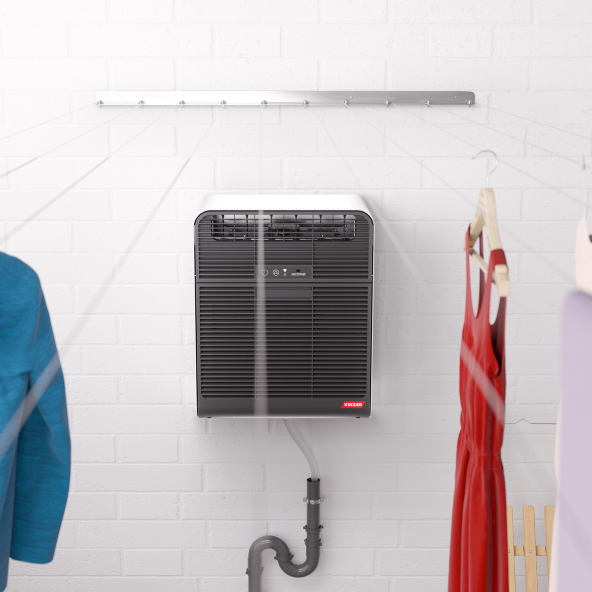 Krüger Secomat 4 Wäschetrockner mit energieeffizienter Wäsche-Erkennung und intuitiver Bedienung.