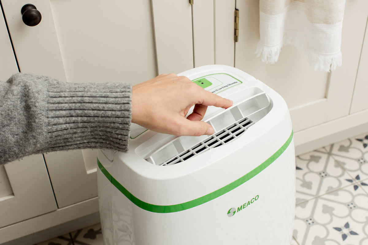 Meaco 12L Low Energy Luftentfeuchter mit HEPA-Filter für gesunde Raumluft und einfache Bedienung.