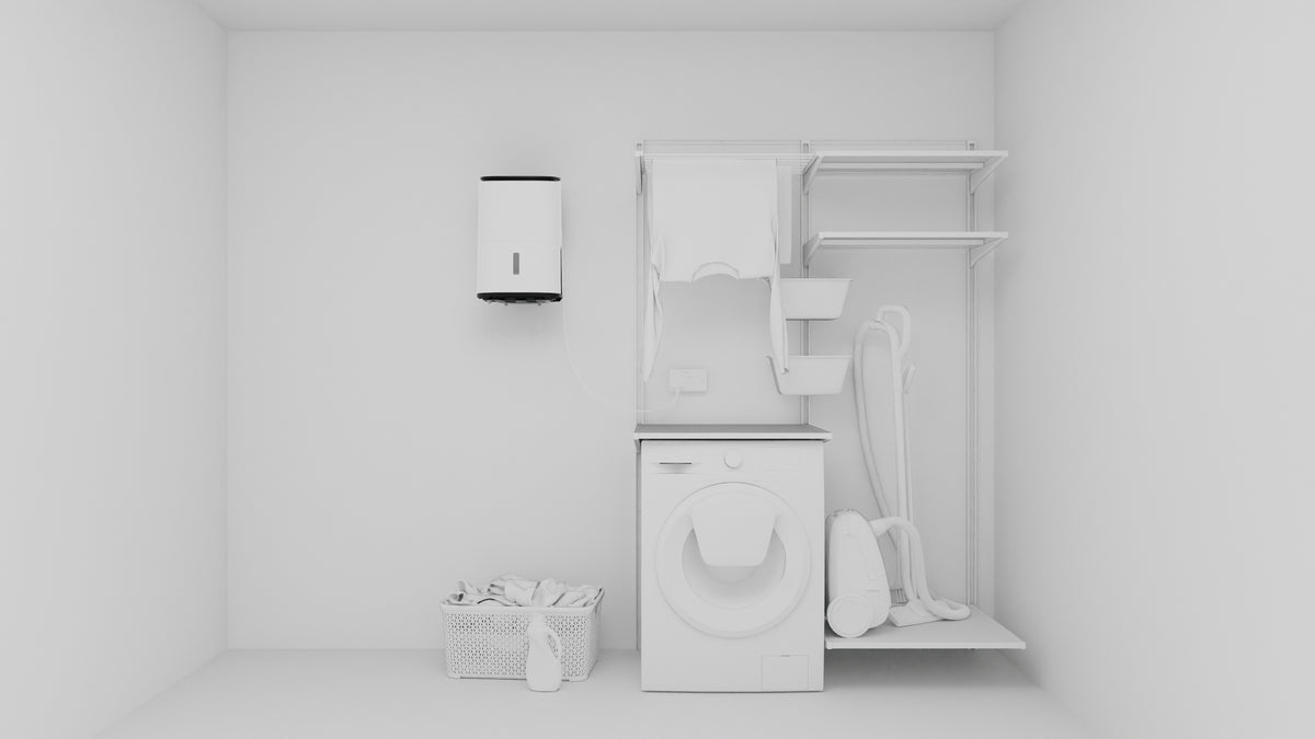 Wandhalterung für Meaco Arete® One 10L & 12L mit platzsparendem Design und Optionen für manuelle Entleerung.