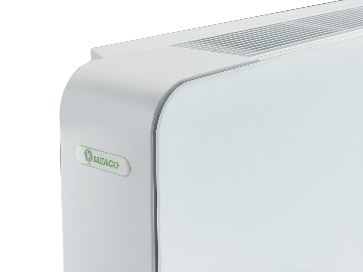 Meaco PowerDry Wand-Wäschetrockner in Weiss mit 53 Liter Leistung und edlem Design mit Glasfront.