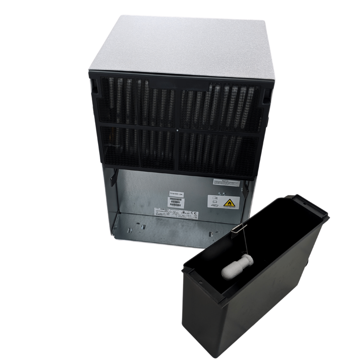 Oasis D260 eco Luftentfeuchter mit 8 l Behältervolumen und 280 W Leistungsaufnahme für effizientes Trocknen.
