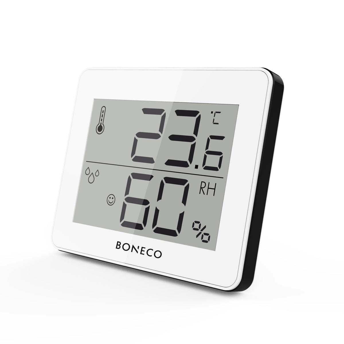Boneco X200 Thermo-Hygrometer in elegantem Design, ideal für den privaten Gebrauch zur Messung von Temperatur und Feuchtigkeit.