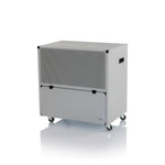 ecodry 925 Luftentfeuchter mit stabilem Metalllack und vier Rollen für einfache Mobilität.
