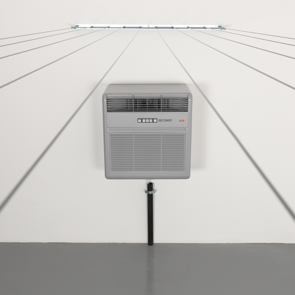 Secomat 200 Wand-Wäschetrockner für Räume bis 50 m², einfache Montage und Bedienung.