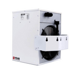 Elektro Heizlüfter Veab ENV-L 15 kW mit Wandhalterung und einstellbarem Luftausblas, geeignet für feuchte Räume.
