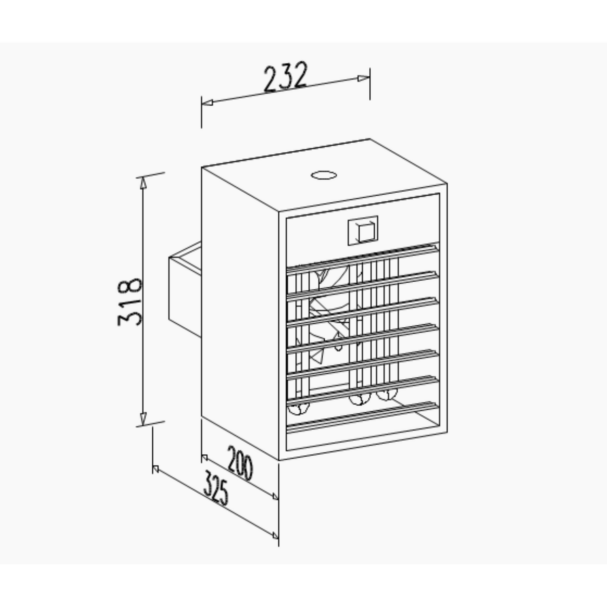 Elektro-Heizlüfter Veab ENV-L 3 kW mit Wandhalterung und integriertem Thermostat, geeignet für feuchte Räume.