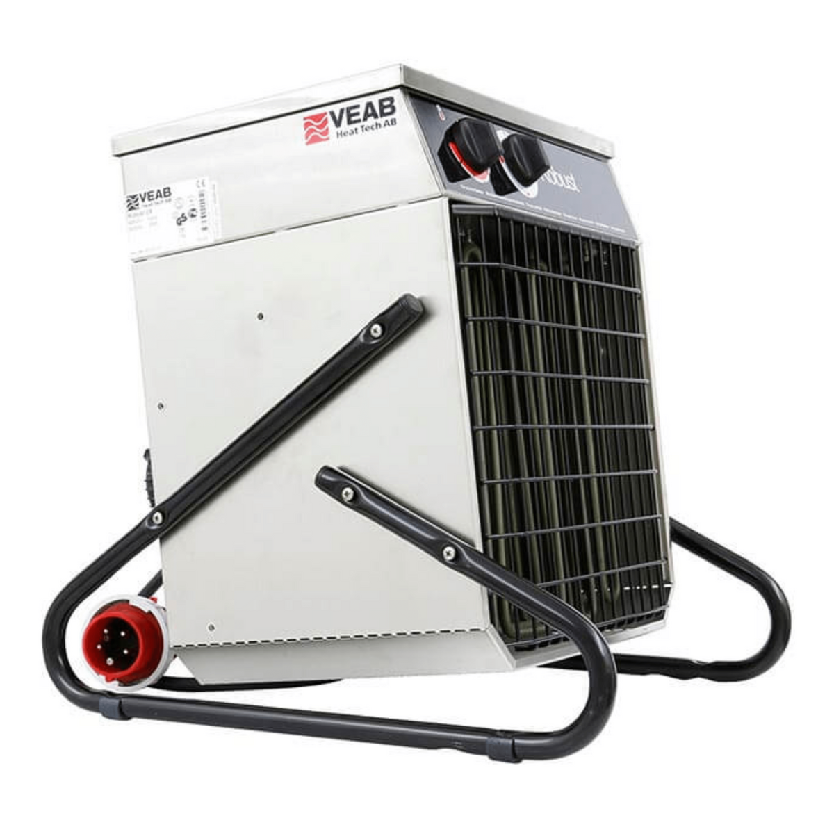 Veab Robust H9 Hochtemperatur Heizlüfter, Edelstahl-Wandmontage, spritzwassergeschützt, 9 kW Leistung.